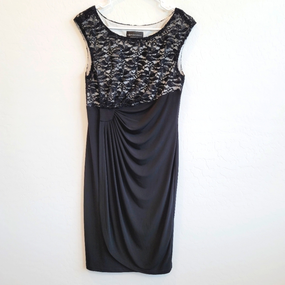 Connected Apparel Black Sleeveless Sheath Dress Women's Size 10